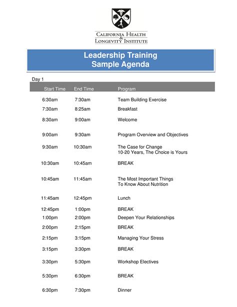 Training Agenda Template
