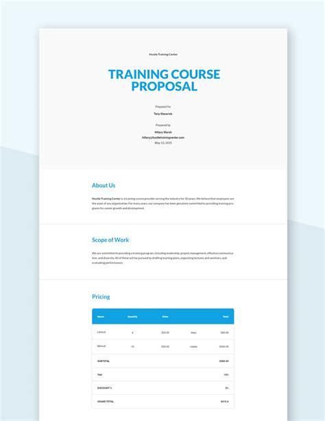 Training Proposal Template Word
