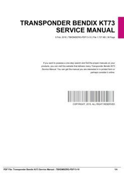 Transponder Bendix Kt73 Service Manual