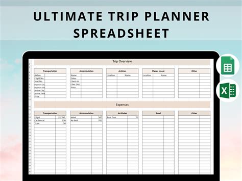 Travel Spreadsheet Template