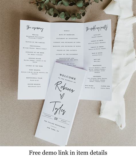 Tri Fold Wedding Program Template