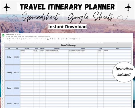 Trip Planning Template Google Sheets