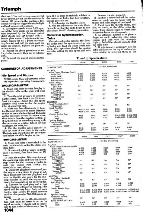 Triumph 500 T100c Thropy Trail 1967 1974 Service Manual