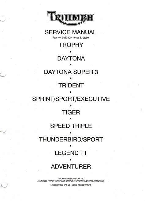 Triumph Adventurer 900 1997 Workshop Service Repair Manual