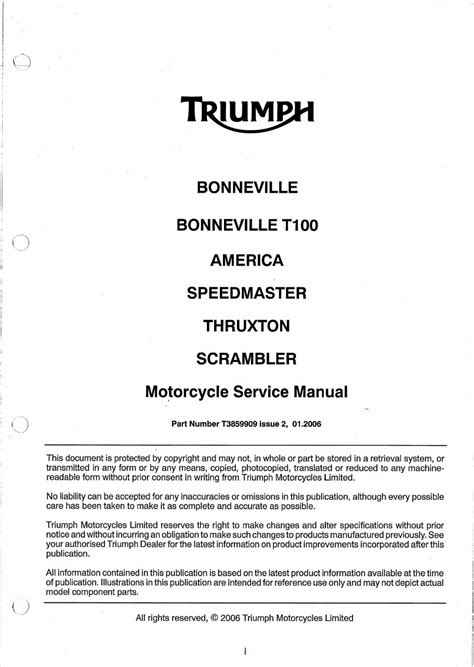 Triumph America 865cc Service Repair Workshop Manual 2007 Onwards