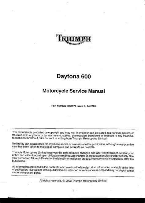 Triumph Daytona 600 2003 2004 Service Repair Manual Download