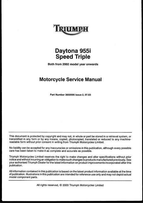 Triumph Daytona 955i 1997 2006 Workshop Service Manual