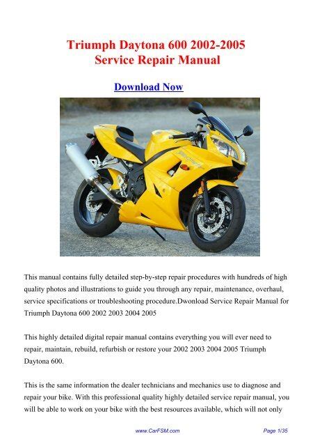 Triumph Daytona Pdf Service Repair Workshop Manual 2002