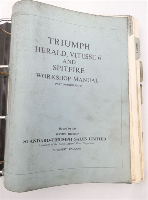 Triumph Herald 1200 1250 Vitesse Spitfire Shop Manual