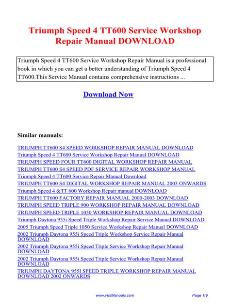 Triumph Speed 4 Tt600 2000 2006 Repair Service Manual