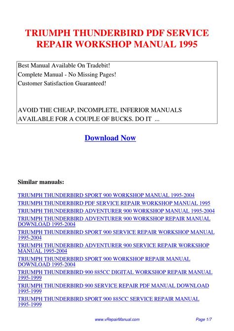 Triumph Thunderbird 900 Shop Manual 1995 1999