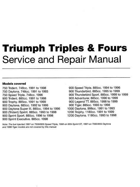 Triumph Triples Fours 750cc 1200cc Full Service Repair Manual 1991 1998