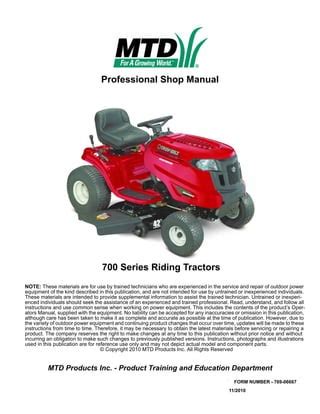 Troy Bilt 700 Series Rider Service Repair Workshop Manual Download