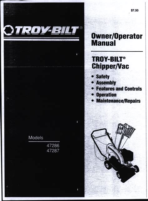 Troy Bilt Chipper Vac Owner S Manual