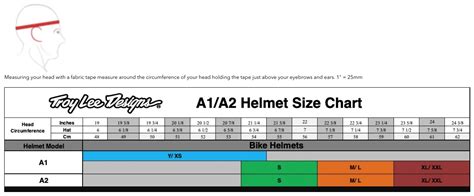 Troy Lee Designs Helmet Size Chart