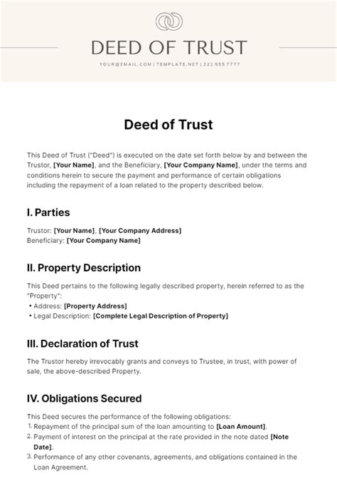 Trust Deed Template