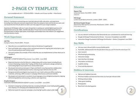 Two Page Cv Template Word