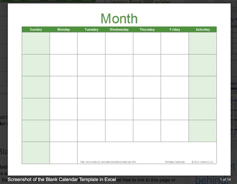 Typable Calendar Template