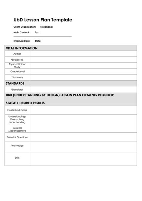 Ubd Lesson Plan Template