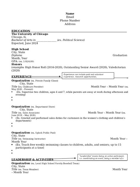 Uchicago Resume Template