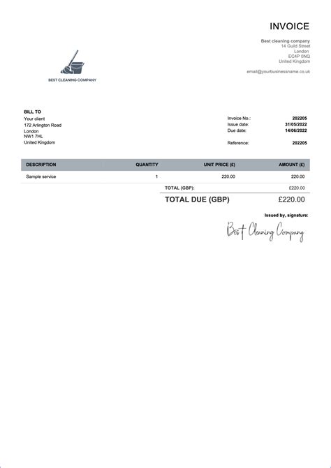 Uk Invoice Template