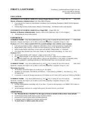 Unc Resume Template