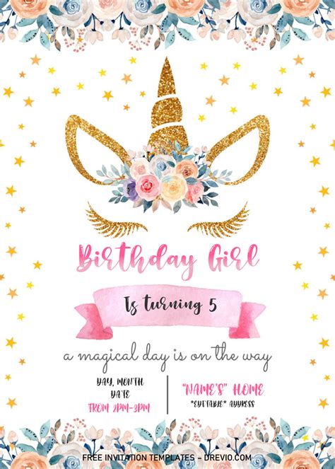 Unicorn Invitation Template Free