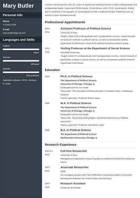University Professor Cv Template