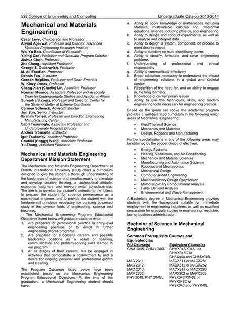 Unr Mechanical Engineering Course Catalog