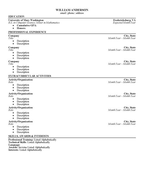 Unt Resume Template