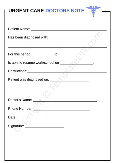 Urgent Care Doctors Note Template