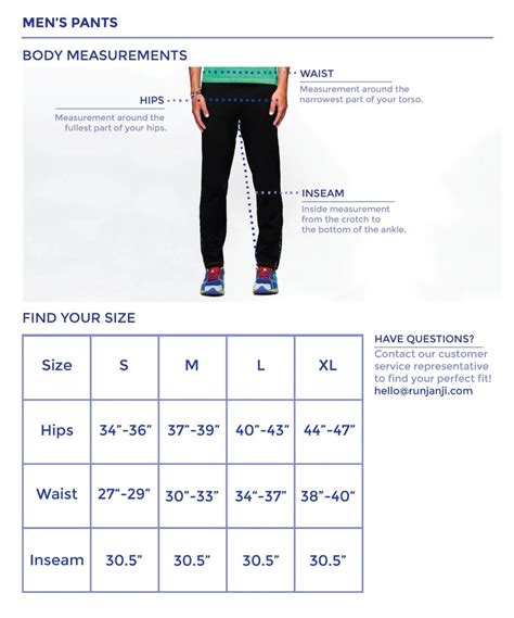 Us Mens Pants Size Chart