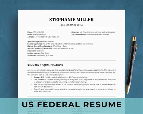 Usa Jobs Resume Template Word