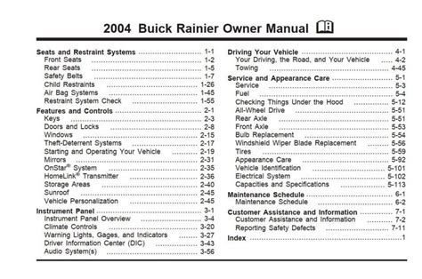 User Manual Buick Rainier 2004