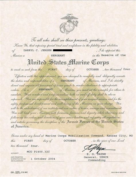 Usmc Promotion Warrant Template