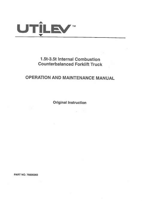 Utilev Ut30p Operation And Maintenance Manual