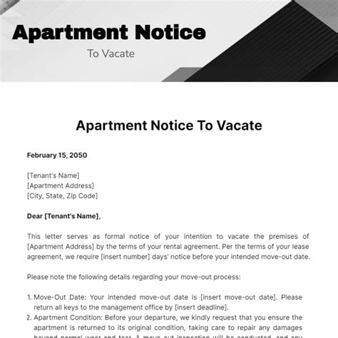 Vacating Apartment Letter Template