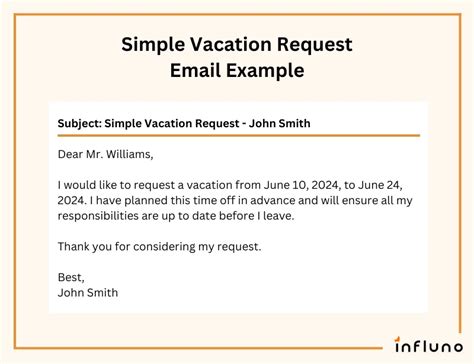 Vacation Request Email Template