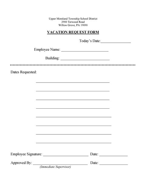 Vacation Request Form Template Word
