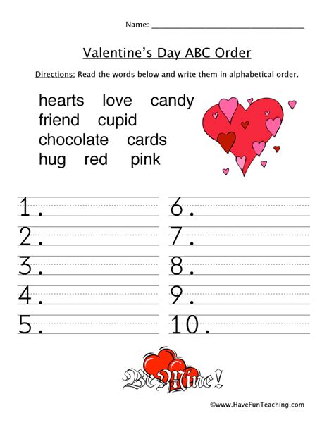 Valentine Printable Worksheets