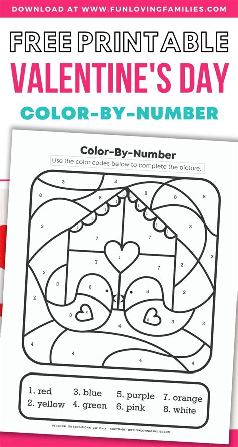 Valentines Day Color By Number Printable
