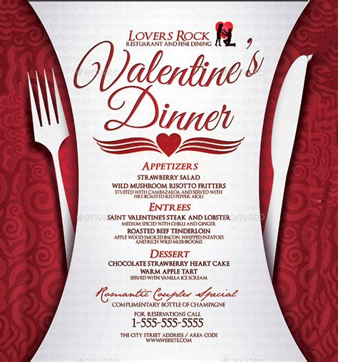Valentines Menu Template