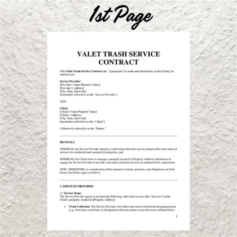 Valet Trash Contract Template