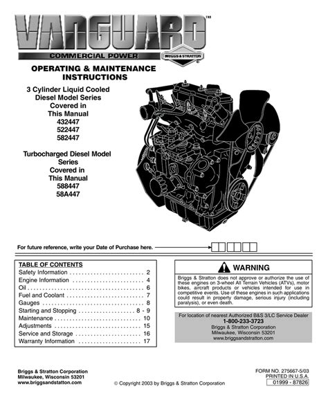 Vanguard Daihatsu Dm950d Engine Manual