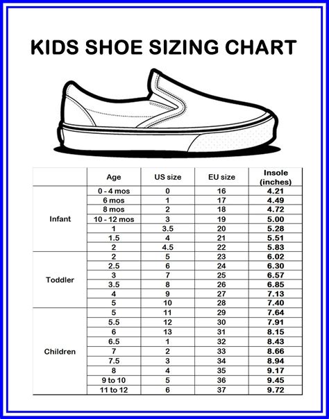 Vans Infant Size Chart
