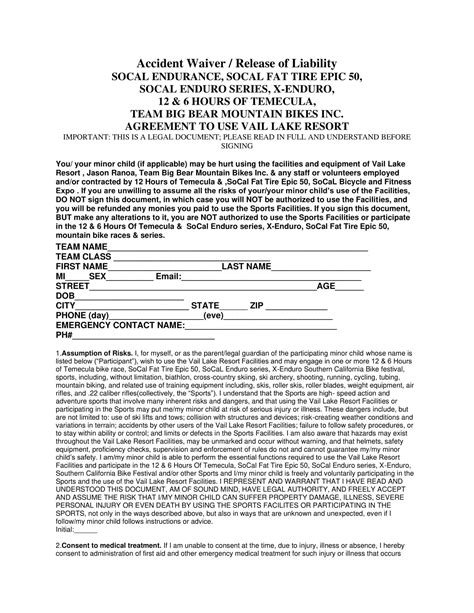 Vehicle Release Of Liability Template
