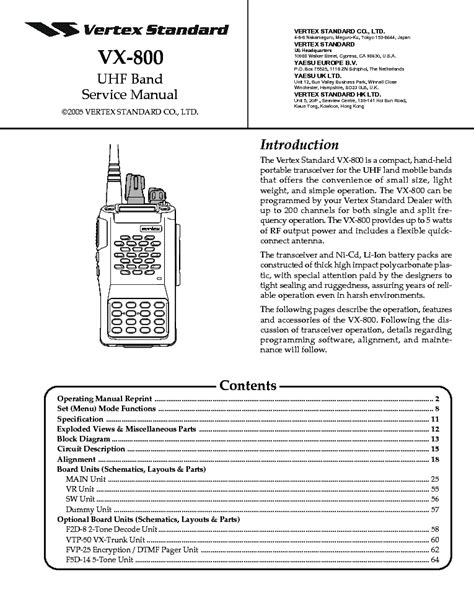 Vertex Standard Vx 400 Service Manual