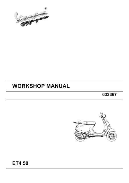 Vespa Et4 50 1998 2010 Workshop Service Manual Repair