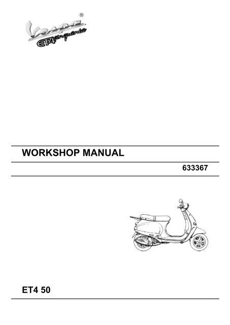 Vespa Et4 50 2000 Repair Service Manual