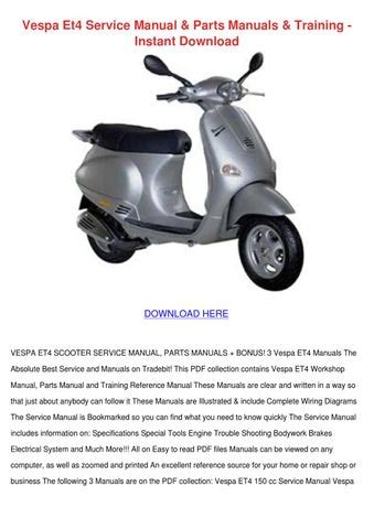 Vespa Et4 Service Manual Parts Manuals Training Instant Download